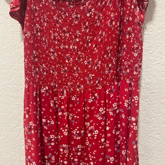 Japna Floral Ruffle Short Sleeve  Flowy Top Boho Juniors medium Red - Picture 4 of 5